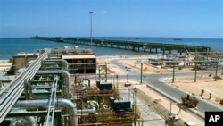 An undated handout file picture made available by the Italian oil and gas company, Eni, shows the new Eni gas compression plant on the shore of Mellitah, Libya (file photo)