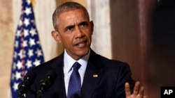 Presiden AS Barack Obama berbicara di Washington DC hari Selasa, 14/6.