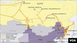 俄羅斯天然氣田及輸往中國的管道