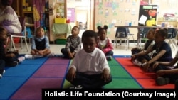 Students take part in the Mindful Moment Program in Baltimore, Maryland.