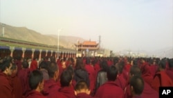 Monks gather at Dolma grounds after Jamyang Palden's self-immolation