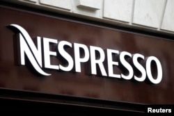 The Nespresso logo is seen on a shop in Paris, France, March 10, 2016.