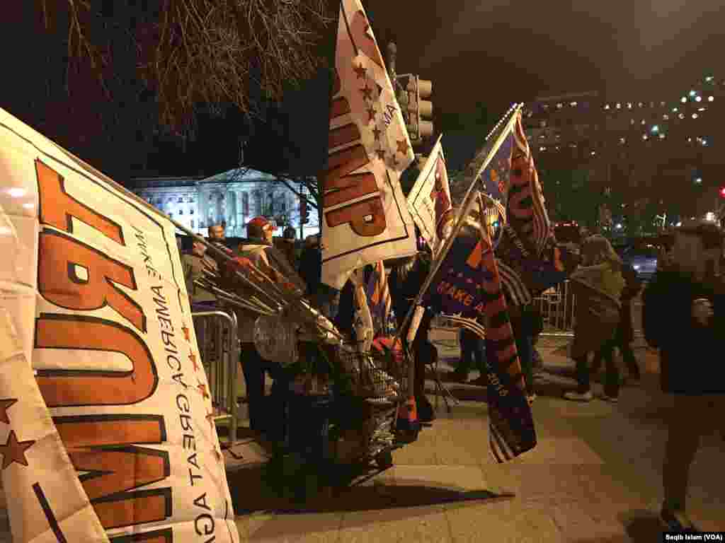 Pro Trump flags were being flown around Washington, D.C., Jan. 19, 2017.