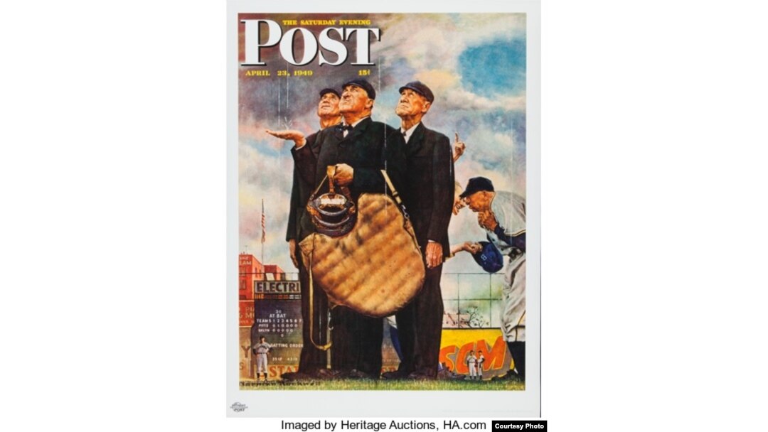 The Norman Rockwell painting 'Tough Call' was used for this 1949 cover of American magazine 'The Saturday Evening Post.'