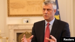 Kosovo's President Hashim Thaci gives an interview in his office in Kosovo's capital Pristina, Jan. 16, 2017.