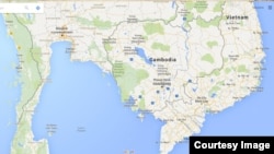 Google map of Cambodia. (Courtesy of Google) 