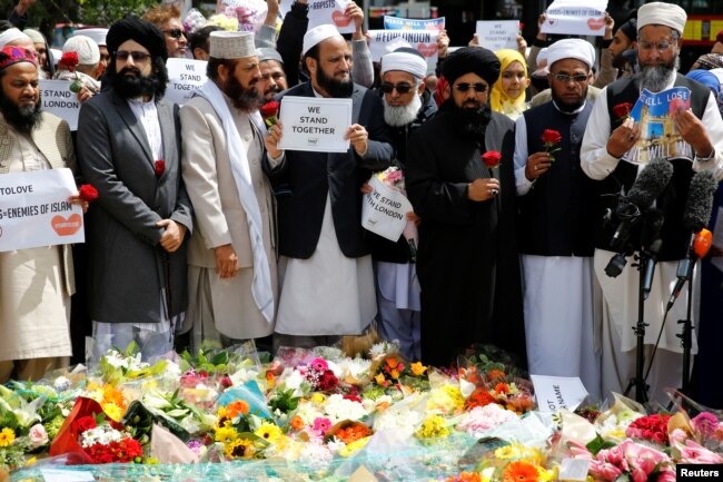 Muslims attend an event near the scene of the recent attack at London Bridge and Borough Market in central London, Britain June 7, 2017.