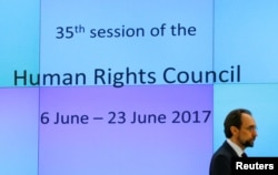 United Nations High Commissioner for Human Rights Zeid Ra'ad Al Hussein attends the Human Rights Council in Geneva, Switzerland, June 6, 2017.