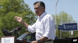 Republican presidential candidate Romney speaks in Hillsborough, New Hampshire, May 18, 2012.