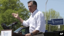 Republican presidential candidate Romney speaks in Hillsborough, New Hampshire, May 18, 2012.
