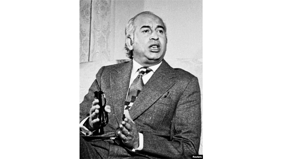Former Pakistani Prime Minister Zulfikar Ali Bhutto, father of the late opposition leaderand former Prime Minister Benazir Bhutto, is shown in this undated file photo.
