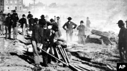 American Civil War Union Army troops march to the sea in this updated photo.