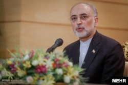 FILE - The head of Iran's Atomic Energy Organization, Ali Salehi, speaks in Tehran, July 15, 2015.