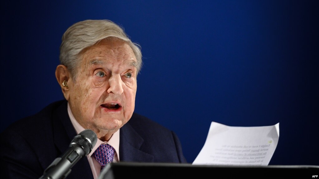 Hungarian-born US investor and philanthropist George Soros delivers a speech on the sideline of the World Economic Forum (WEF) annual meeting, on January 24, 2019 in Davos, eastern Switzerland. 