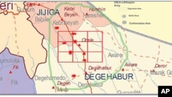 This map of the area where clashes took place was sent as part of a communique issued by ONLF rebels announcing the clash, September 2, 2011.