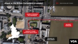 Locator Map of the Attack at the British Parliament in London