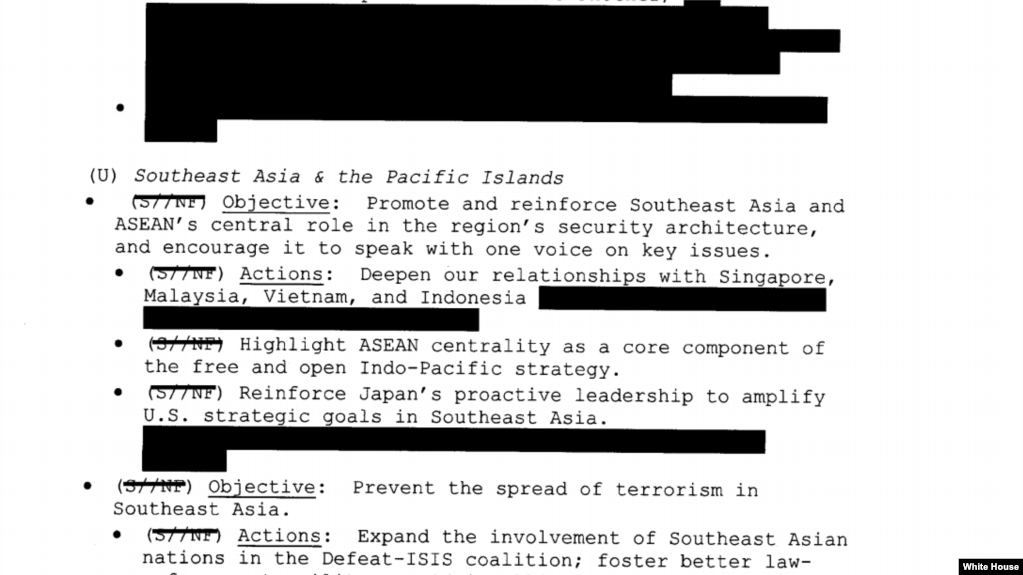 Trang 9 của Khung Chiếc lược Ấn Độ Dương - Thái Bình Dương của Hoa Kỳ có đề cập đến Việt Nam. Photo White House