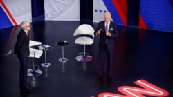 U.S. President Joe Biden participates in a town hall about his infrastructure investment proposals with CNN's Anderson Cooper at the Baltimore Center Stage Pearlstone Theater in Baltimore, Maryland, U.S. Oct. 21, 2021.