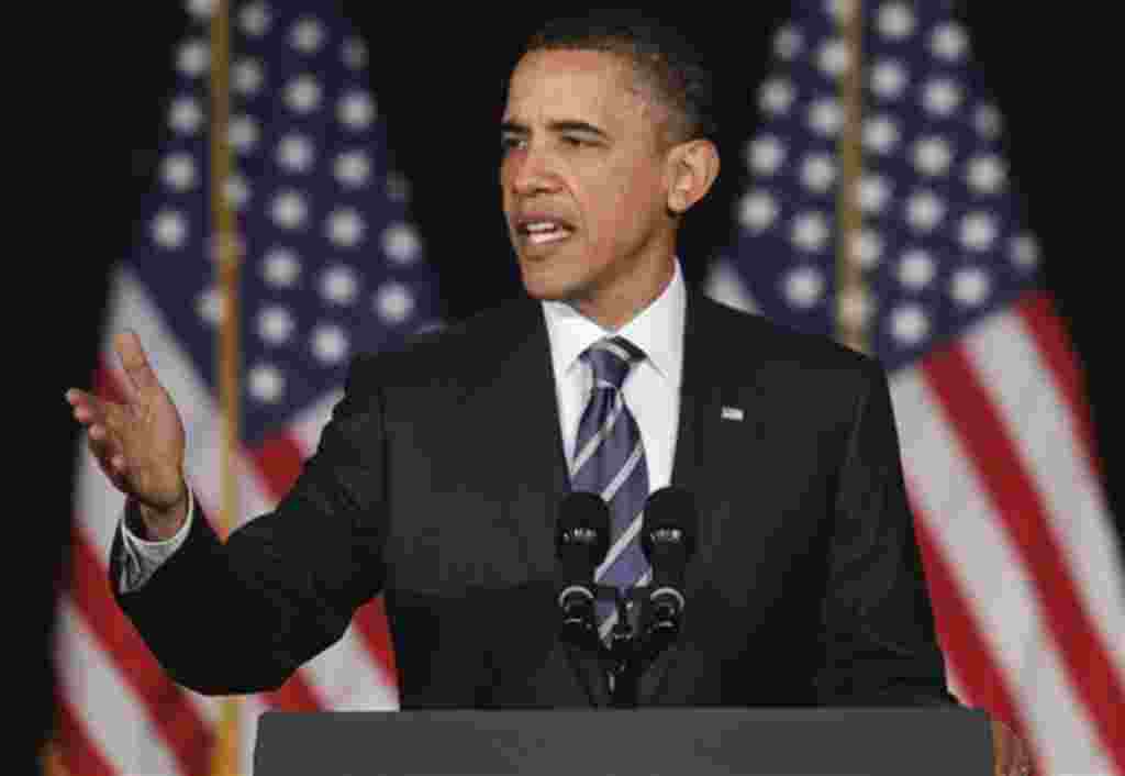 President Barack Obama outlines his plan for cutting federal spending during an address at George Washington University in Washington, April 13, 2011