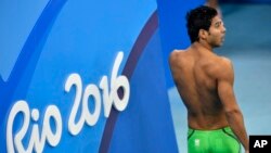 Rami Anis, swimming for the Refugee Olympic Team, is seen after a men's 100-meter freestyle heat during the swimming competitions at the 2016 Summer Olympics, Aug. 9, 2016, in Rio de Janeiro, Brazil.