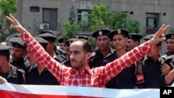 Protester demands peaceful changes to Egypt's security and election laws, Cairo, 03 May 2010