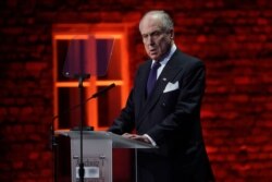 FILE - President of the World Jewish Congress Ronald Lauder speaks in Oswiecim, Poland, on January 27, 2020.