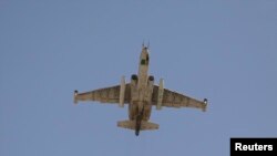 FILE - A Sukhoi SU-25 fighter plane is seen in a July 1, 2014 photo.