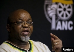 FILE - African National Congress (ANC) Secretary-General Gwede Mantashe briefs the media at the end of the party's National Executive Committee (NEC) three-day meeting in Pretoria, South Africa, March 20, 2016.