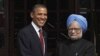 奥巴马在访印度时受到印度总理辛格欢迎