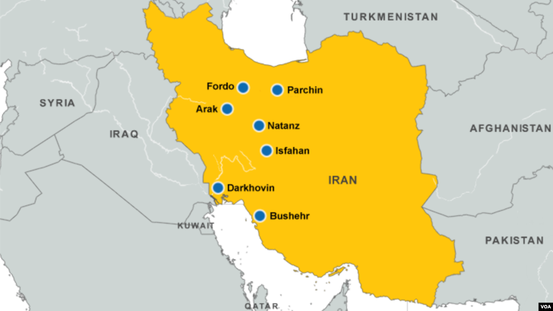 Nuclear facilities and sites in Iran.