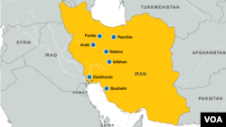 Nuclear facilities and sites in Iran.