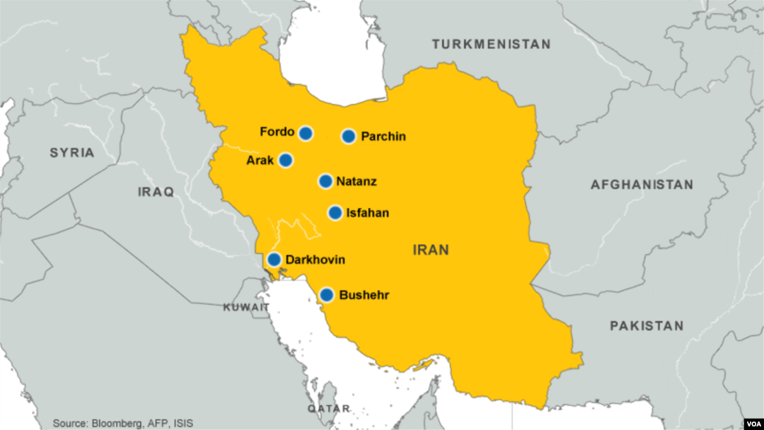 Nuclear facilities and sites in Iran.