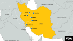 Nuclear facilities and sites in Iran.