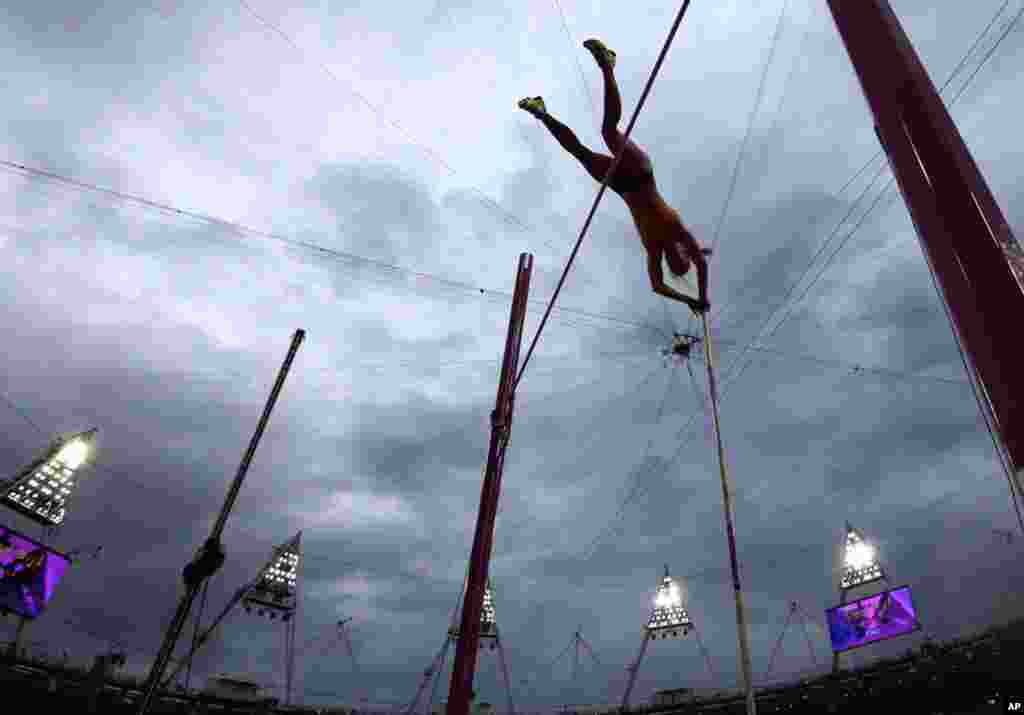 Australia's Alana Boyd clears the bar in the women's pole vault final.