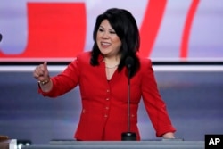 Arizona State Senator Kimberly Yee addresses the opening day of the Republican National Convention in Cleveland, Monday, July 18, 2016. (AP Photo/J. Scott Applewhite)