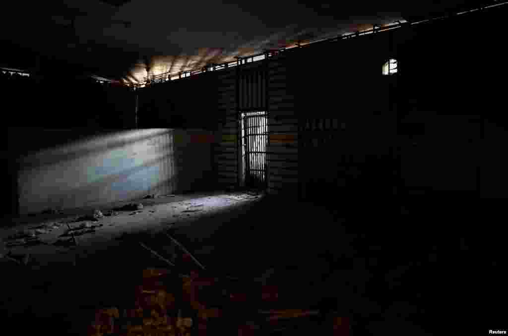 A view of a jail cell of the Islamic State militants under the stadium in Raqqa, Syria, Oct. 18, 2017.