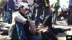 Wounded protesters are shown in Cairo's Tahrir Square, November 21, 2011.