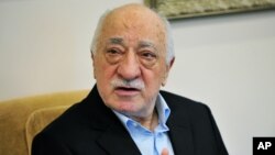 Islamic cleric Fethullah Gulen speaks to members of the media at his compound, July 17, 2016, in Saylorsburg, Pa. 