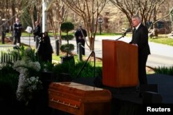 Franklin Graham, son of Billy Graham, delivers a sermon during the funeral service for the late U.S. evangelist Billy Graham at the Billy Graham Library in Charlotte, North Carolina, March 2, 2018.