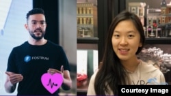 The three winners of the CodeTheCurve hackathon challenge are shown. From left, Joaquin Lopez Herraiz from the X-COV team; Ali Serag, leader of COVIDImpact; and Christy Xie, from team VRoam. (Photos: CodeTheCurve/Facebook)