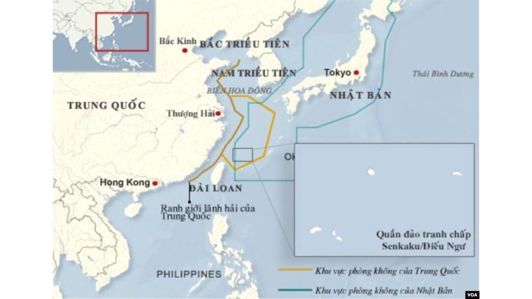 Vùng phòng không Trung Quốc mới thiết lập ở Biển Hoa Đông