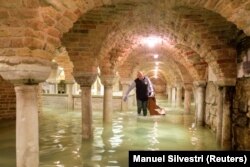 The flooded crypt of St Mark's Basilica is pictured during very high water levels in Venice, Italy November 13, 2019