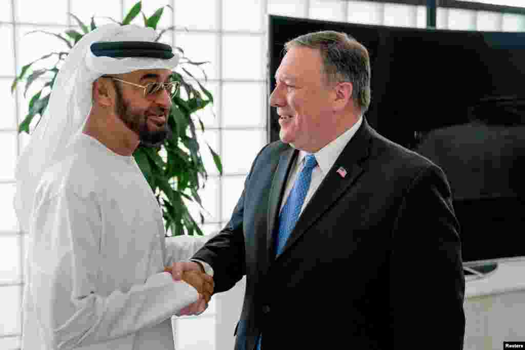 دیدار مایک پمپئو، وزیر خارجه آمریکا با ولیعهد ابوظبی محمد بن زاید، در ابوظبی &nbsp;
