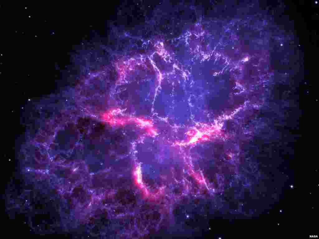 NASA tweeted out a photo of a purple nebula, in honor of Prince, April 21, 2016. The image shows a composite view of the Crab nebula, an iconic supernova remnant in our Milky Way galaxy, as seen by the Herschel space observatory and the Hubble space telescope.