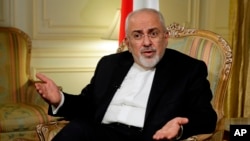 FILE - Iran's Foreign Minister Mohammad Javad Zarif is interviewed by The Associated Press, in New York, Tuesday, April 24, 2018. Zarif is to meet in Vienna with his counterparts from Britain, China, France, Russia and Germany.