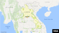 A locator map of Laos and its capital Vientiane
