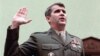 In this Dec. 18, 1986 file photo, NSC staffer Oliver North is sworn in on Capitol Hill in Washington prior to testifying before the House Foreign Affairs Committee.