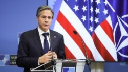 Belgium, Brussels, U.S. Secretary of State Antony Blinken gives a press briefing at the end of a NATO Foreign Ministers' meeting