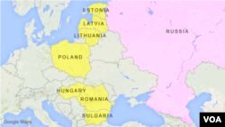 Bulgaria, Estonia, Latvia, Lithuania, Romania, Poland, Hungary, Russia