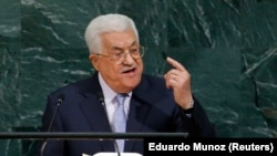 Le président palestinien Mahmoud Abbas à la 72ème Assemblée générale des Nations Unies au siège de l'U.N. à New York, États-Unis, le 20 septembre 2017.